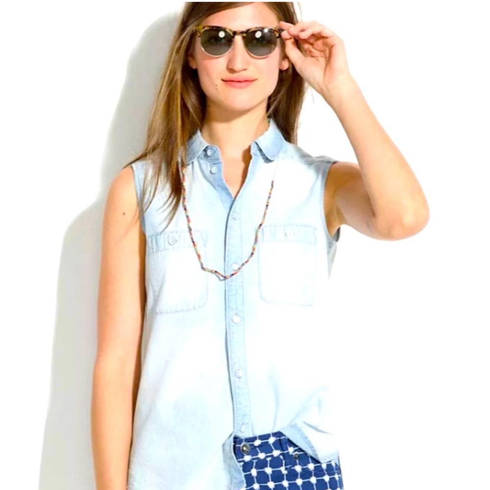 Madewell Sky Blue Sleeveless Denim Top